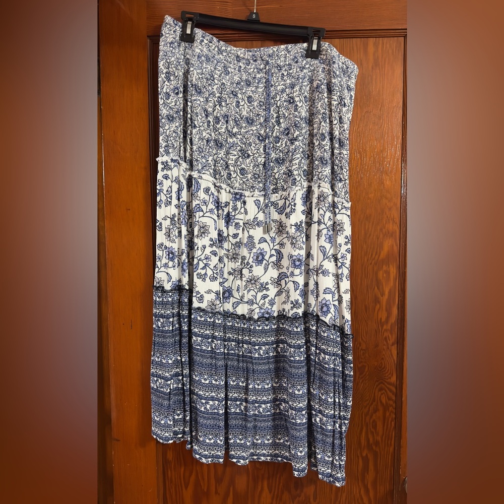 Westport Blue and White Floral Maxi Skirt